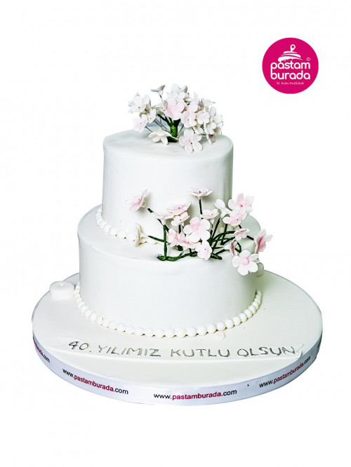 Çiçek Detaylı Model Söz Nişan Pastası