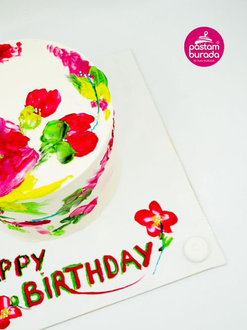 Çiçek İşlemeli Naked Tasarım Pasta