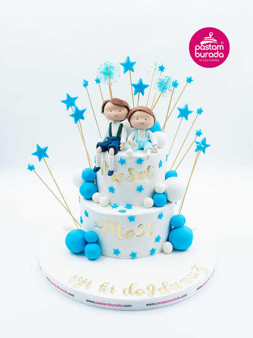 Erkek Çocuk Figür ve Yıldızlar Konsept Pasta