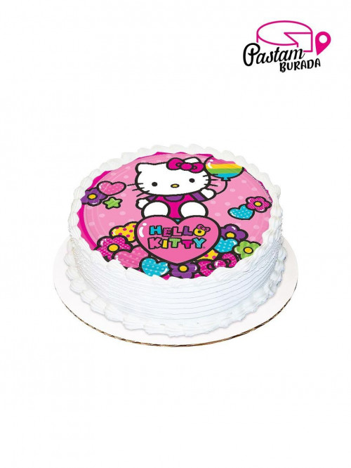 Hello Kity Yuvarlak Resimli Pasta