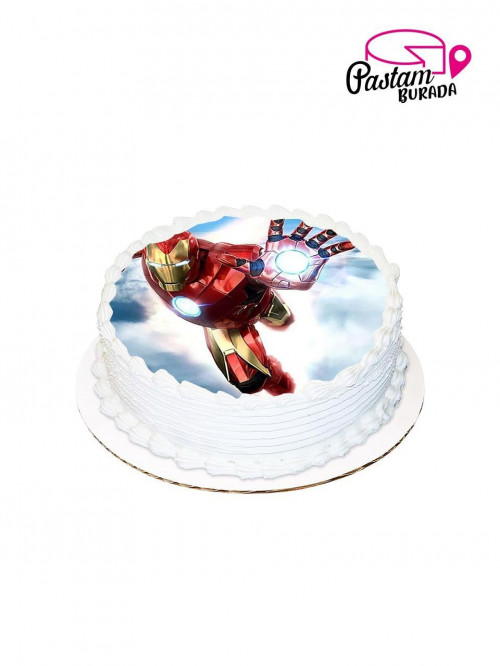 Iron Man Yuvarlak Resimli Pasta
