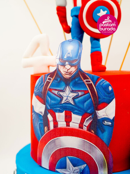 Kaptan Amerika Tasarım Pasta
