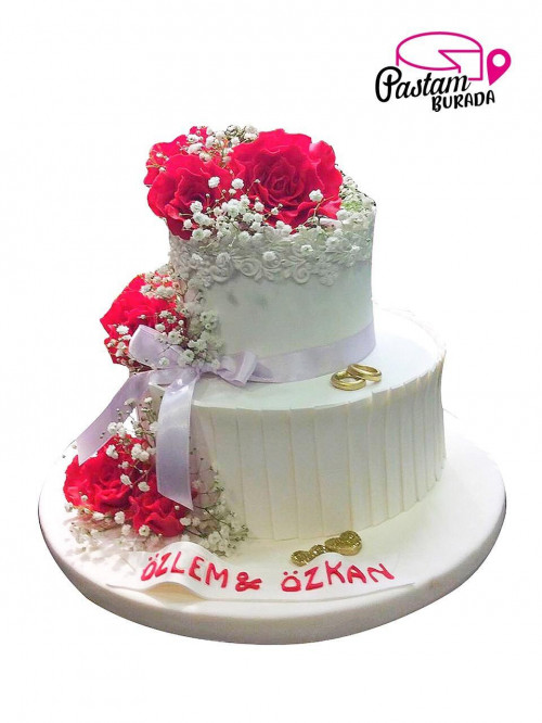 Kırmızı Gül Nişan Pasta