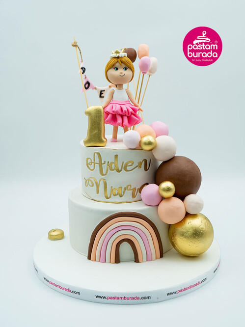 Kız Çocuk ve Balonlar Pasta