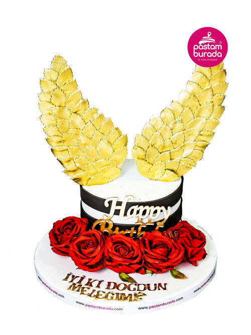 Melek Kanatlı Model Konsept Doğum Günü Pastası