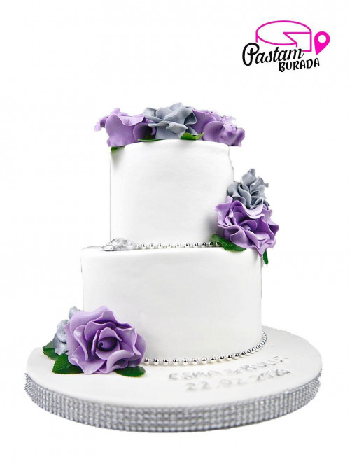 Mor Gül Nişan Pasta