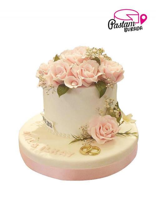 Pembe Gül Nişan Pastası