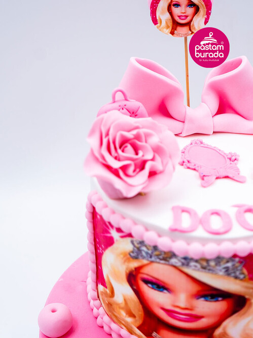 Pembe Konseptli Resim Baskılı Pasta