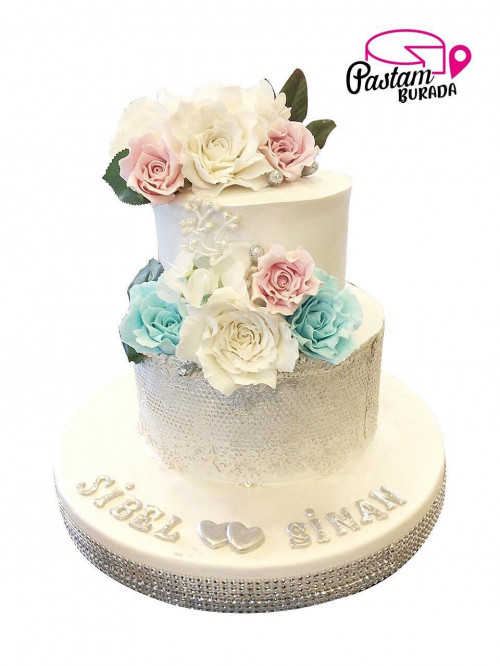 Renkli Gül Nişan Pasta