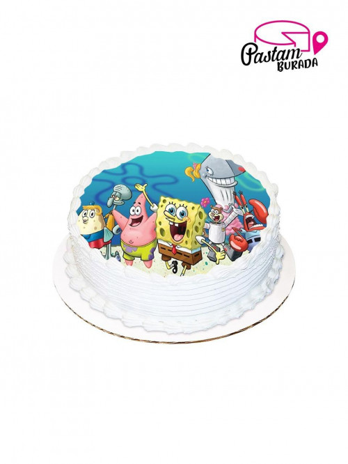 Süngerbob ve Arkadaşları Yuvarlak Resimli Pasta