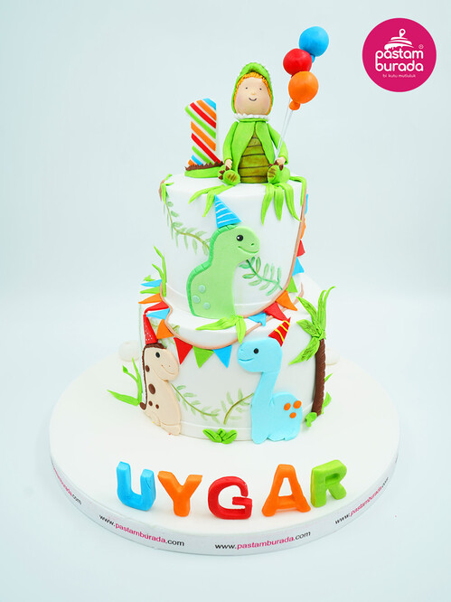 Dinazor ve Bebek Figür Pasta