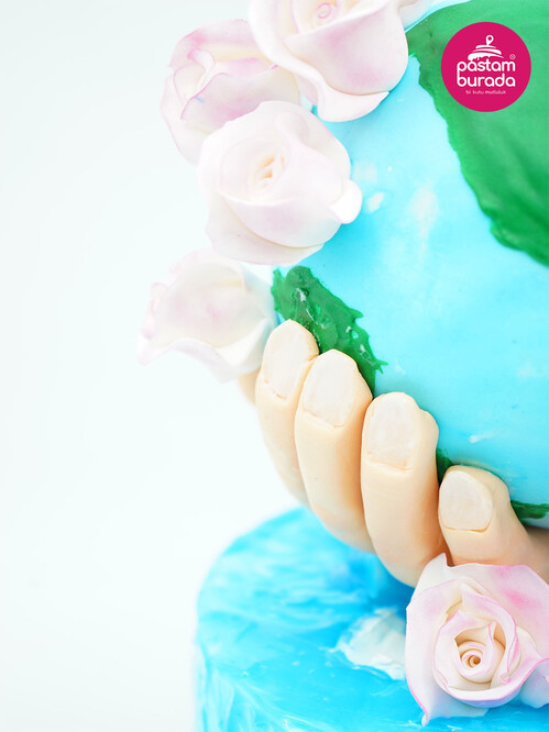 Dünya Temalı Tasarım Pasta