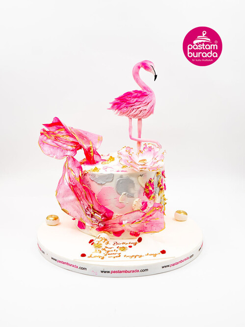 Flamingo Temalı Butik Pasta