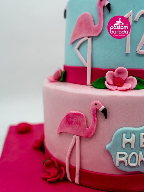 Flamingo Temalı Tasarım Pasta