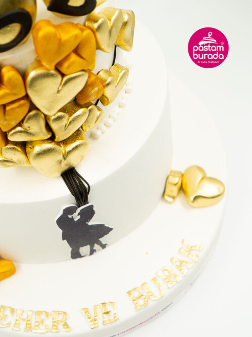 Gold Kalpler Nişan Pasta