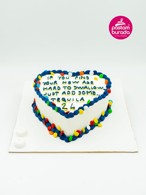 Kalp Bonibonlu Sıvama Pasta