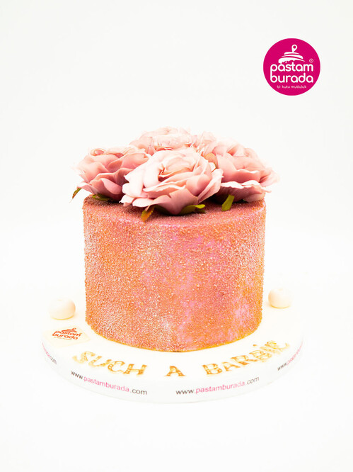 Pembe Çiçekli Butik Pasta