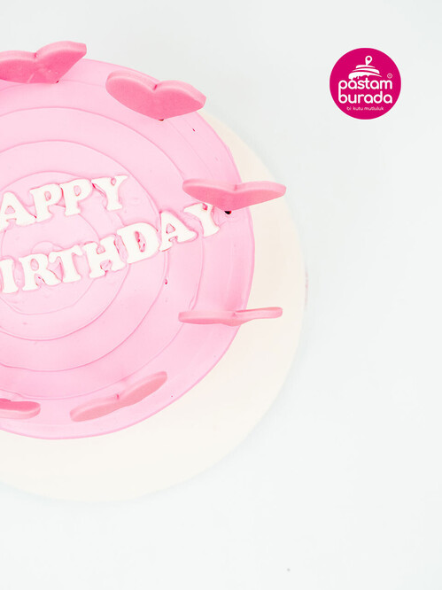Pembe Kalpler Detaylı Pasta