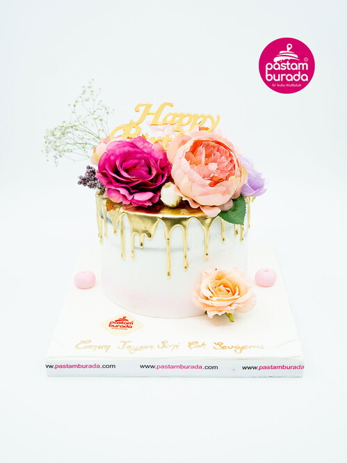 Renkli Çiçekler Butik Pasta