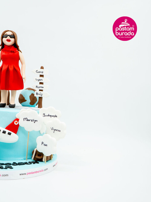 Seyahat Temalı Butik Pasta