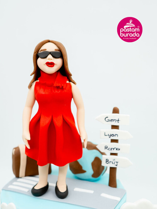 Seyahat Temalı Butik Pasta