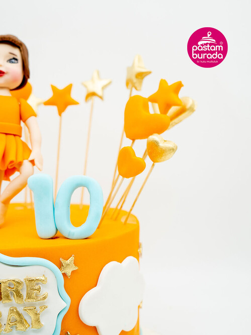 Turuncu Kalpli Figür Pasta