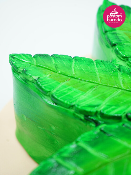 Yeşil Ağaç Yaprağı Konsept Pasta