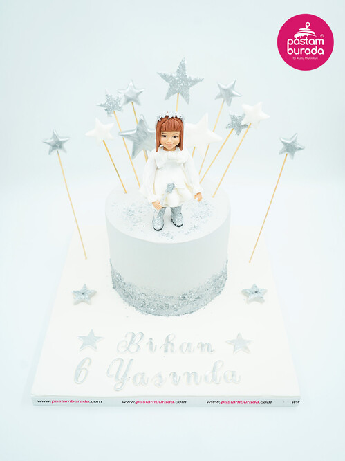 Yıldız Süslemeli Kız Çocuk Pasta