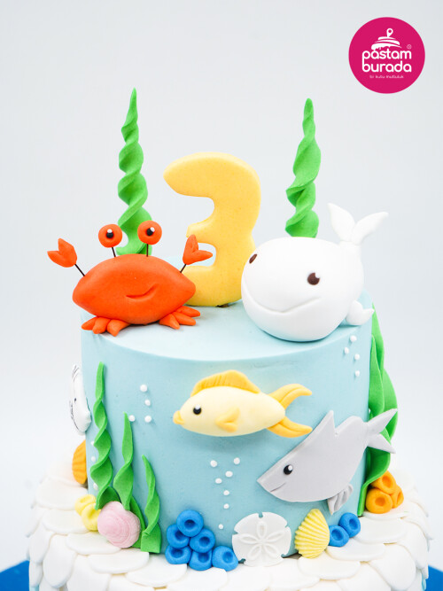 Balıklar Alemi Tasarım Pasta