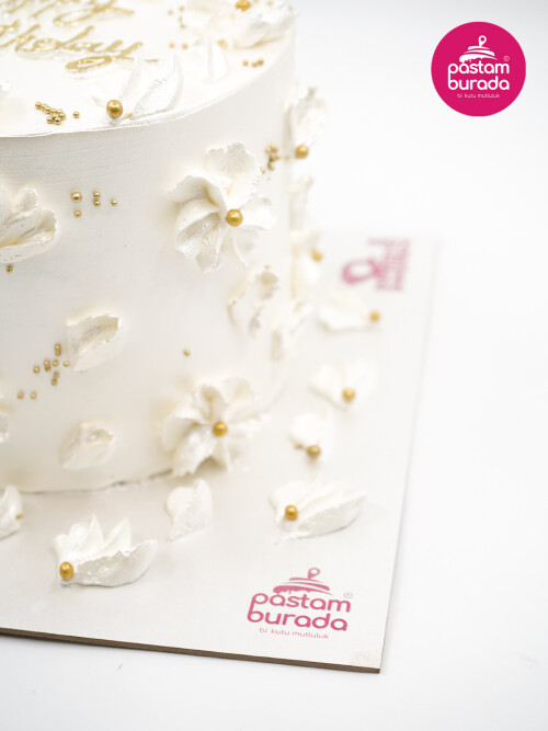 Beyaz Gold Detay Naked Cake