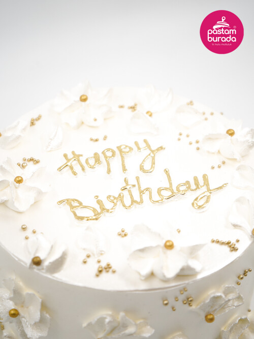 Beyaz Gold Detay Naked Cake