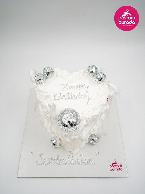 Disko Topu Detay Beyaz Naked Cake