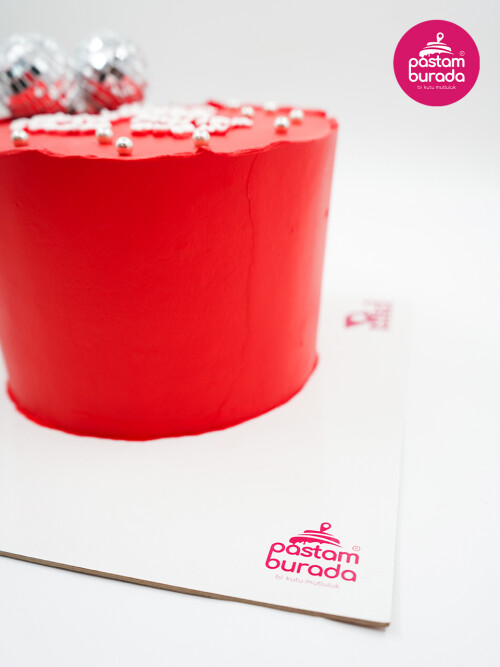 Disko Topu Detay Kırmızı Naked Cake