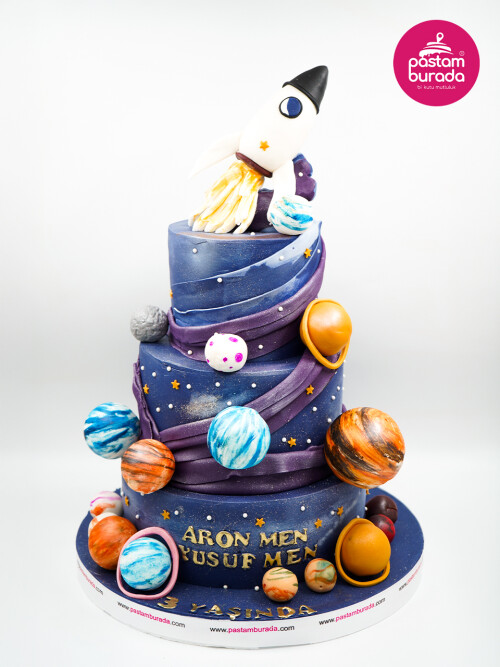 Gezegen Ve Roket Tasarım Pasta