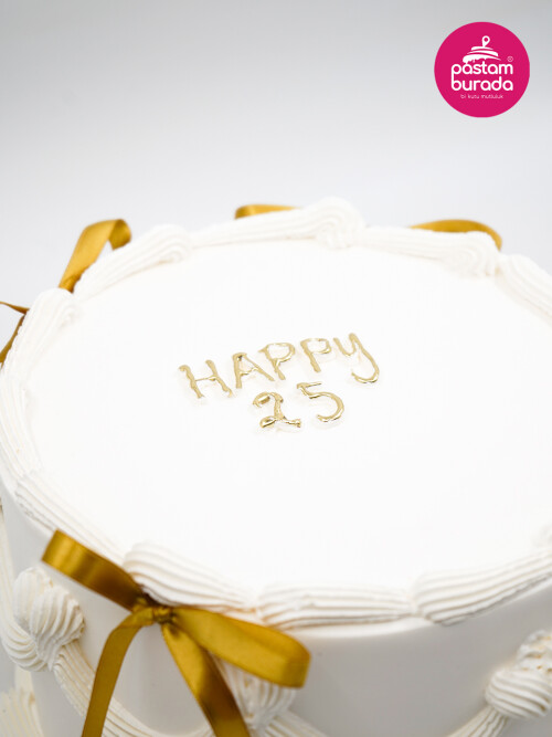 Gold Kurdele Detay Naked Cake