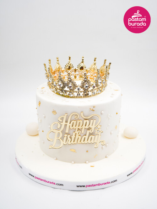 Gold Taç Detay Tasarım Pasta