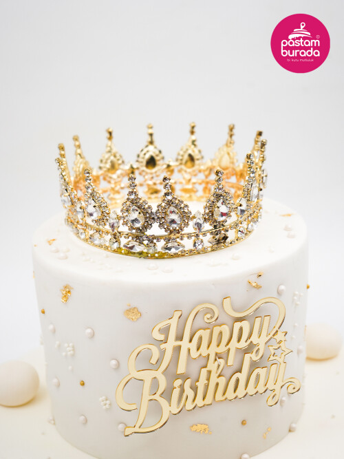 Gold Taç Detay Tasarım Pasta