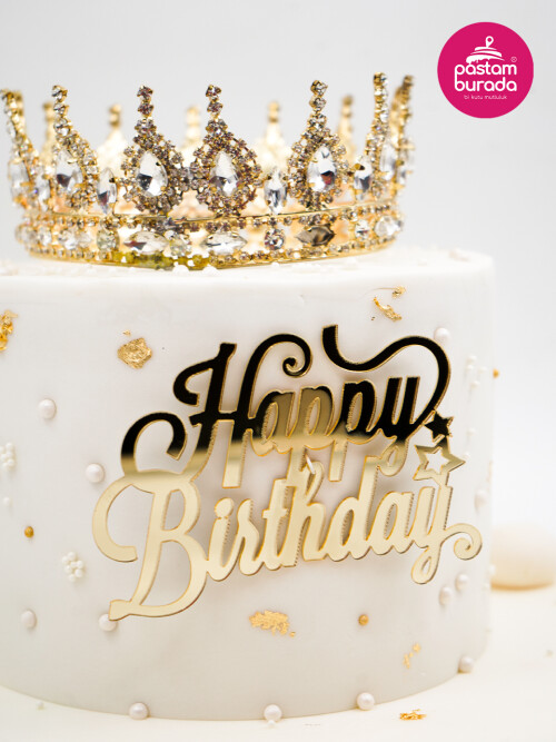 Gold Taç Detay Tasarım Pasta