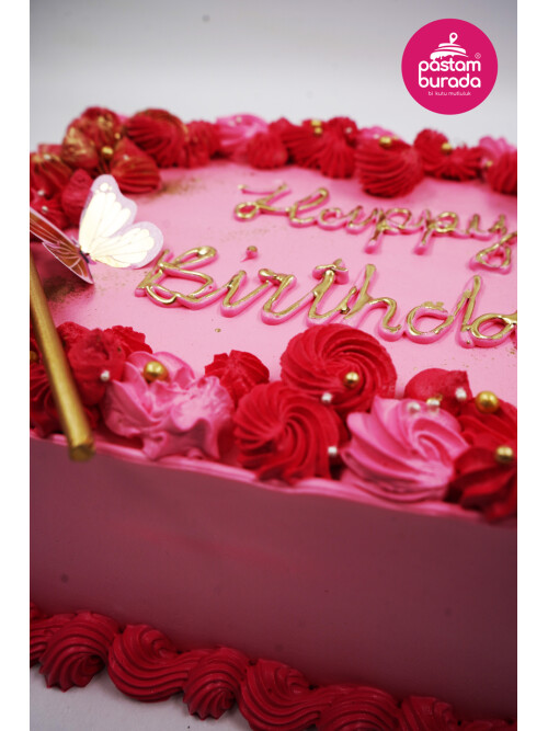 Kare Pembe Naked Cake