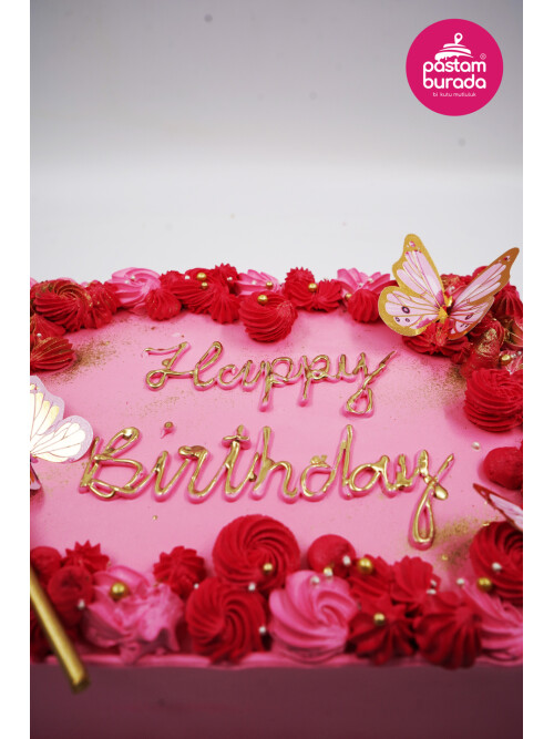 Kare Pembe Naked Cake