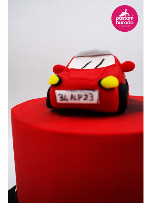 Kırmızı Araba Detay Tasarım Pasta