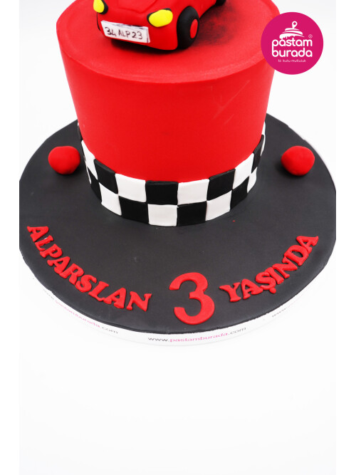 Kırmızı Araba Detay Tasarım Pasta