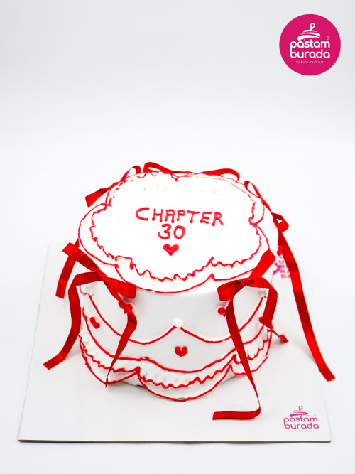 Kırmızı Kurdele Detay Naked Cake