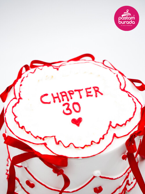 Kırmızı Kurdele Detay Naked Cake