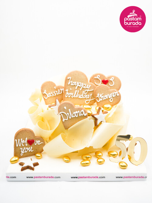 Kurabiye Ve Gold Detay Tasarım Pasta