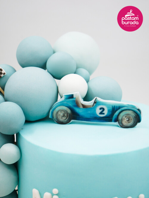 Mavi Araba Detay Tasarım Pasta