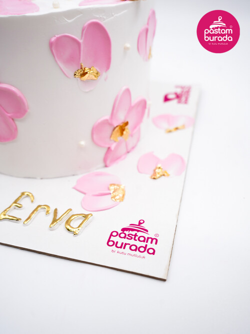 Pembe Çiçek Detay Naked Cake