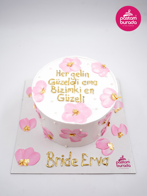 Pembe Çiçek Detay Naked Cake
