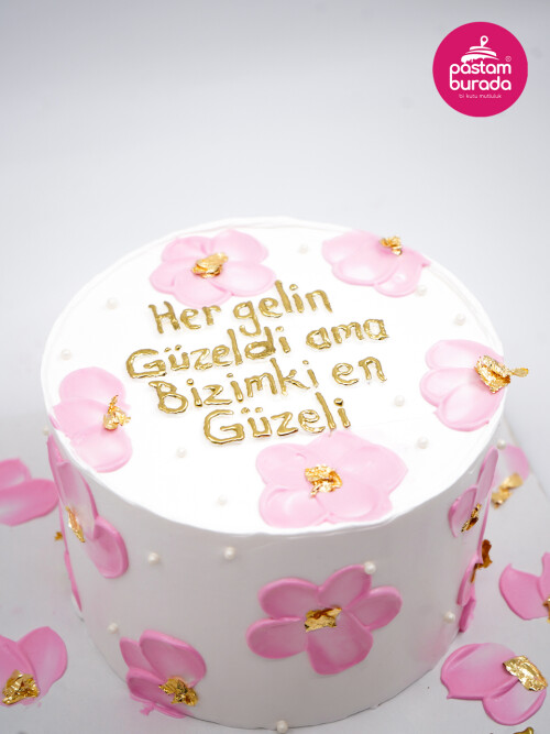 Pembe Çiçek Detay Naked Cake