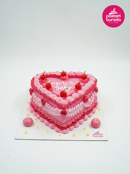 Pembe Kalp Naked Cake